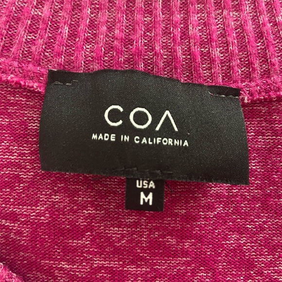 ANTHROPOLOGIE COA Size M Small V Neck Soft Magenta Pink Pullover Sweater - Picture 3 of 4